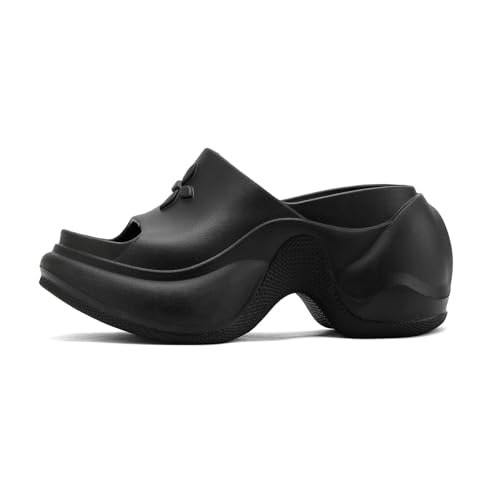 ZJMSZDE Duschpantoffeln Für Damen Pantoffeln Mit Dicker Locker Für Frauen Eva Soft-Soled-Sandalen Mit Hohen Hecken-Schwarz-35-36 von ZJMSZDE