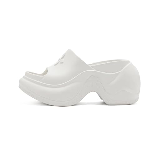 ZJMSZDE Duschpantoffeln Für Damen Pantoffeln Mit Dicker Locker Für Frauen Eva Soft-Soled-Sandalen Mit Hohen Hecken-Weiß-35-36 von ZJMSZDE
