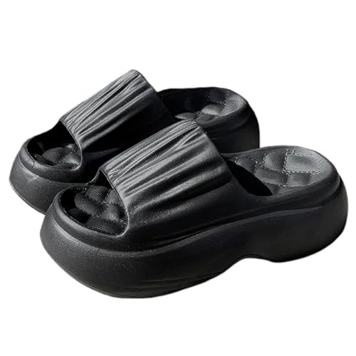 ZJMSZDE Duschpantoffeln Für Damen Summer Dick-Soled Pantoffeln Für Frauen Eva Scheißgefüttert Nach Hause Nicht-Schlupfsandalen Für Frauen, Die Sie Draußen Tragen Können-Schwarz-38-39 von ZJMSZDE