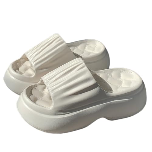 ZJMSZDE Duschpantoffeln Für Damen Summer Dick-Soled Pantoffeln Für Frauen Eva Scheißgefüttert Nach Hause Nicht-Schlupfsandalen Für Frauen, Die Sie Draußen Tragen Können-Weiß-36-37 von ZJMSZDE