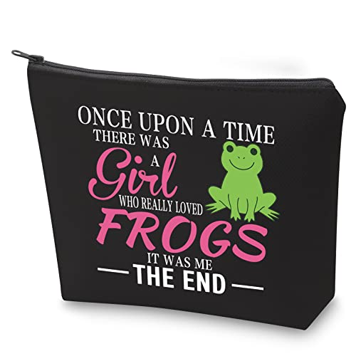 ZJXHPO Lustiges Frosch-Liebhaber-Geschenk "There Was A Girl Who Really Loved Frogs" mit Reißverschluss-Tasche, BL Once Frosch, 23.5*17 cm von ZJXHPO