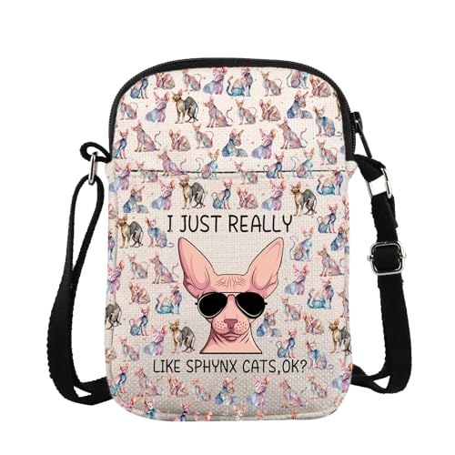 ZJXHPO Sphynx Umhängetasche mit Katzenmotiv "I just Really Like Sphynx Cats Messenger Bag Hairless Cat Lover Owner Mama Umhängetasche, Sphynx Cats Cb, modisch von ZJXHPO