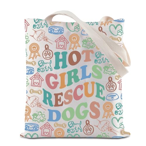 ZJXHPO Tragetasche für Hundeliebhaber, Besitzer, Geschenk, Hot Gils Rescue Dogs, wiederverwendbare Einkaufstasche, Schultertasche für Haustiere, Tragetasche für Rettungshunde, Medium von ZJXHPO