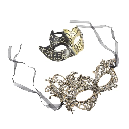 2 Stück Maskerade-Abdeckung für Männer und Frauen, Glitzernde Halbgesichtsabdeckung, Partyzubehör, Augenabdeckung für Kostümpartys, Personalisiertes Design (GOLD) von ZJchao