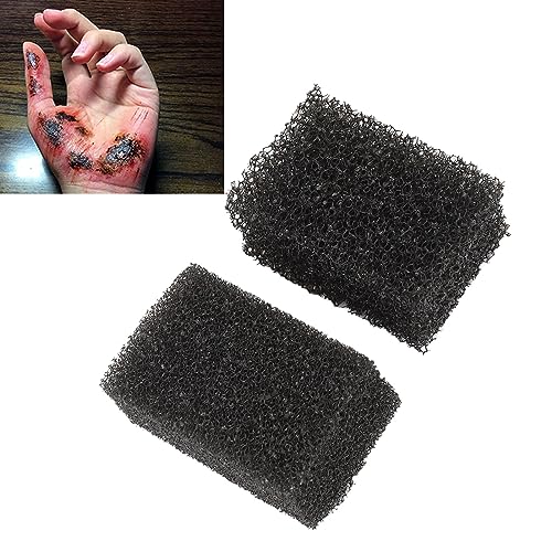 2PCS Stipple Schwamm, Narben Bart Sommersprosse Effekte Halloween Makeup Schwämme für Theater Cosplay Schwarz mit realistische Wunden, dunkle Flecken und vielseitige Anwendungen von ZJchao