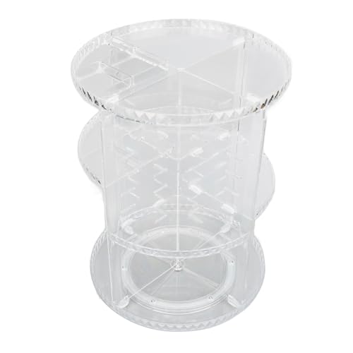 360 Grad Drehbarer Make-up-Organizer, Make-up-Halterbox, Transparent mit Elegantem Muster, Stabile Basis für Lippenstift-Hautpflege von ZJchao