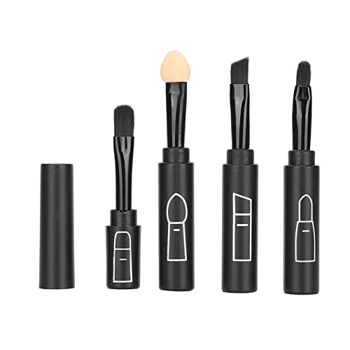 4-in-1-Teleskop-Make-up-Pinsel-Set, Lippen-Augenbrauen-Lidschatten-Kosmetikpinsel Mini-tragbare Einziehbare Gesichts-Make-up-Pinsel-Kits für die Reise(Schwarz) von ZJchao