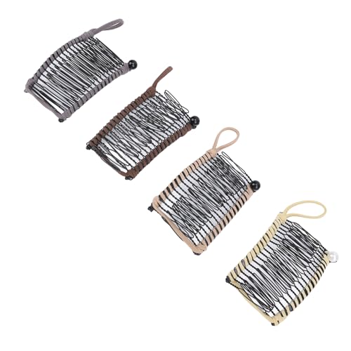 4-teiliges Bananen-Haarspangen-Set für Frauen, 20 Zähne, Dicke Haarspangen, Pferdeschwanz-Haarspangen-Drahtklammer, Greift Lockiges, Welliges Haar, mit Bananen von ZJchao