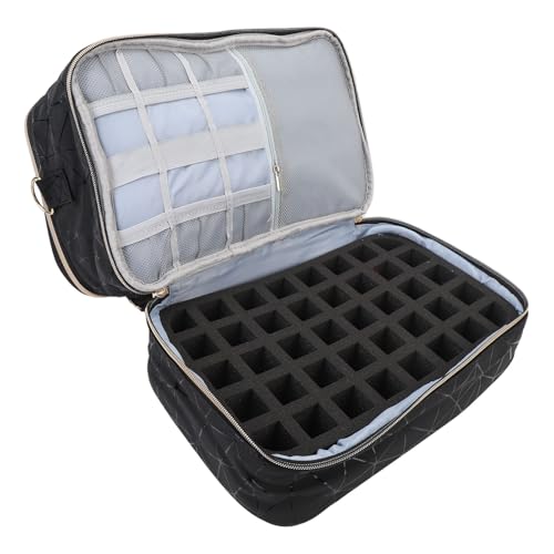 40 Flaschen Nagelwerkzeug-Aufbewahrungstasche, PU Doppelschicht Nagellack Organizer Tasche mit Gepäckgurt für Reise Make-up von ZJchao
