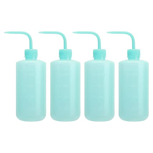 4pcs Tattoo Washing Squeeze Bottle, 500ml Gebogener Ausguss Tattoo Gießkanne mit Skalenlinie, Economy Kunststoff Squeeze Bottle für Tattoo Supplies (Blau) von ZJchao