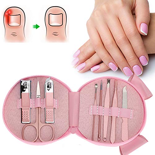 8 teiliges Nagelknipser Set, Cartoon Maniküre Pflegeset mit süßem Schweinemuster für Männer und Frauen, professionelle Nagel tote Haut Augenbrauen Kunstwerkzeug entfernen von ZJchao