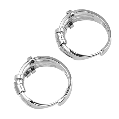 Anti Anxiety Ring aus 925 Sterling Silber für Damen und Herren, Ring gegen Angst mit Perlen und Spinner, Verstellbare Größe, Schmuck für Stressabbau und als Geschenk von ZJchao