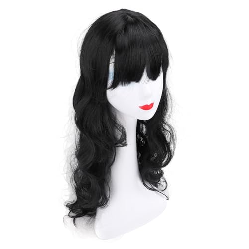ELEGANTE SCHWARZE, LANGGEWELLTE PERÜCKE, STILVOLL, WEICHE TEXTUR, ATMUNGSAKTIV, HITZEBESTÄNDIG, FÜR FRAUEN von ZJchao