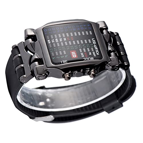 Elektronische LED-Uhr Unisex PU-Armband Datums Funktion Armbanduhr mit Binär Display für Männer Frauen Quadratisches Zifferblatt Design von ZJchao