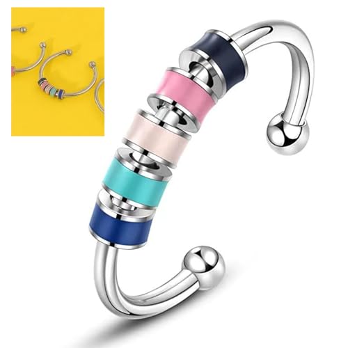 Farbperlen Stressabbau Ring Einstellbare Angst Drehen Zappel Charmante Schmuck für Männer Frauen Tanzparty von ZJchao