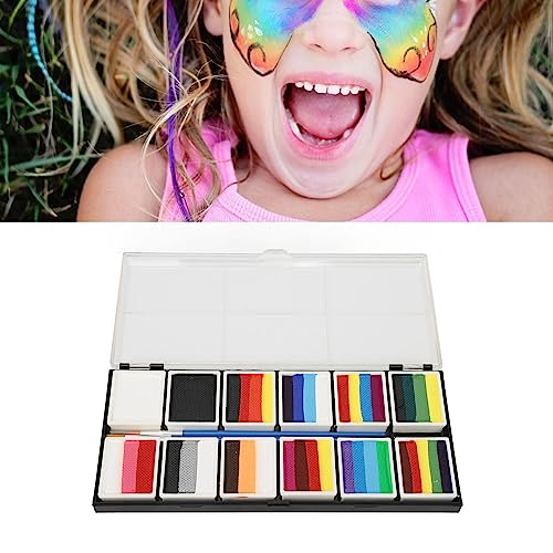 Gesichtsbemalungspalette, Waschbar Mehrfarbig Gesichts Körperbemalungs Set mit Pinseln Gesicht Body Painting Öl Regenbogenstreifen Paletten Set für Kinder Erwachsene Festival Party von ZJchao