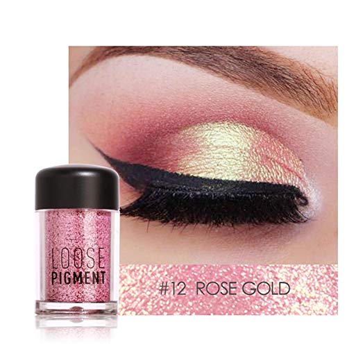 Glitzer-Lidschatten-Puder, 12 Farben, Langanhaltendes Make-up für Bezaubernde Augen, Lippen (#12) von ZJchao