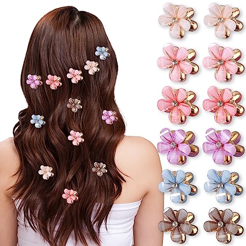 Haarklammern, 12 stücke Blumen Klauenklammern Mini Haar Clips Kleine Grip Klaue Kinder Haar Klammern Pinning Pony Haar Dekoration Rutschfeste Haarklammern Mädchen Frisur Werkzeuge von ZJchao