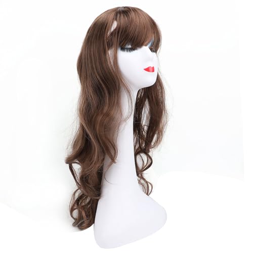 Lange Gewellte Hellbraune Synthetische Perücke, Elegantes, Flauschiges Hochtemperaturhaar, Damen-Netzfutter von ZJchao