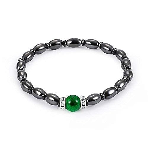 ZJchao ZJchao Magnetisches Armband zur Gewichtsreduktion, Magnetarmbänder, Magnetarmband-Schmuck, schwarzer und grüner Stein, Gesundheitsarmband, Geschenk für Damen und Herren von ZJchao