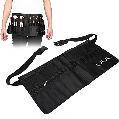 Make-up-Pinseltasche mit 8 Fächern, Taillengürtel, Kosmetik-Organizer mit 2-lagigem Reißverschluss, Satin-Material, für Mascara, Lipgloss und Mehr Make-up-Aufbewahrung, 23,9 X von ZJchao