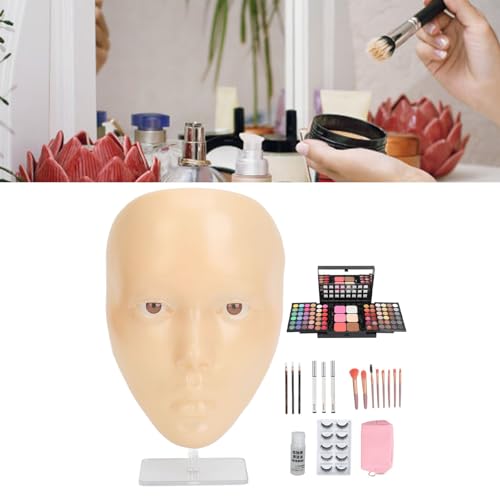 Make-up-Übungs-Gesichtsbrett, 5D-Make-up-Übungsgesicht, Wiederverwendbar, Professionell, Komplette Wimpern-Eyeliner-Palette, Pinsel, Silikon-Make-up-Mannequin-Gesicht für das von ZJchao