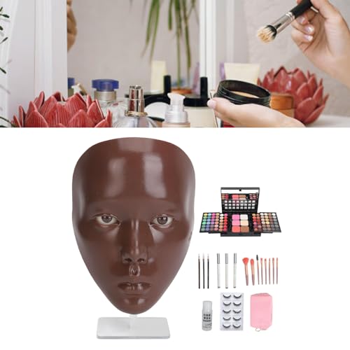 Make-up-Übungs-Gesichtsbrett, 5D-Make-up-Übungsgesicht, Wiederverwendbar, Professionell, Komplette Wimpern-Eyeliner-Palette, Pinsel, Silikon-Make-up-Mannequin-Gesicht für das von ZJchao