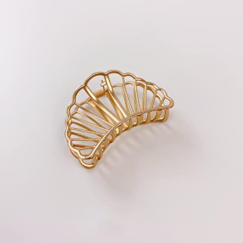 Metal Hair Claw Clips Matt Gold Nonslip Kopfbedeckung Frauen Dickes Langes Haar für das Tägliche Duschen -Make -up Anwendbarer Szene (Medium Shell -Lüfter) von ZJchao