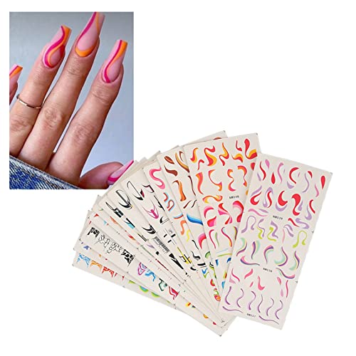 Nailart Aufkleber, 12 Stück Nail Art Sticker, DIY Maniküre Abziehbilder, Nagelspitzen Dekorationen Selbstklebende Nagelaufkleber Nagelkunst Zubehör für DIY Nagelstudio von ZJchao