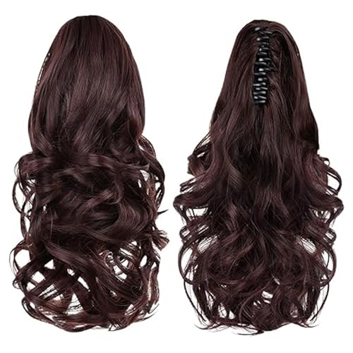 Schwarze Pferdeschwanzerweiterung, Curly Wavy Claw Clip -Haarteil mit 14 Insertion Pinsel für Frauen Mädchen, Synthetische Ballaststoffe und Aussehen, Leicht zu Züchten und von ZJchao