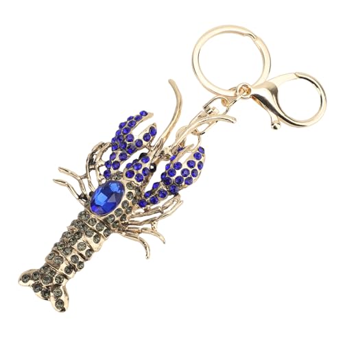 Sparkly Lobster -Schlüsselbund mit Strasssteinen, Zinklegierungs -Strassschlüsselring, Süßer Hummerbeutel Charme für Frauen Mädchen, Freudiges Geldbeutel Accessoire für (BLUE) von ZJchao