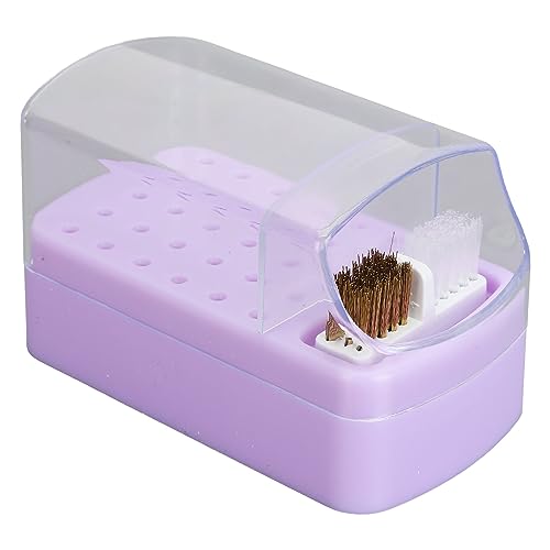 Staubdichter Organizer mit 30 Tiefen Löchern, Stabiler Basis und Reinigungsbürste, Tragbarer Halter für Nagelbohrer für Unterwegs (PURPLE) von ZJchao