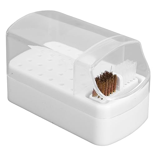 Staubdichter Organizer mit 30 Tiefen Löchern, Stabiler Basis und Reinigungsbürste, Tragbarer Halter für Nagelbohrer für Unterwegs (WHITE) von ZJchao