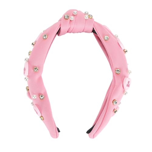 Strass-Herz-Knoten-Stirnband, Kristall-Acryl-Haarband, Elegantes Design für den Valentinstag (Rosa) von ZJchao