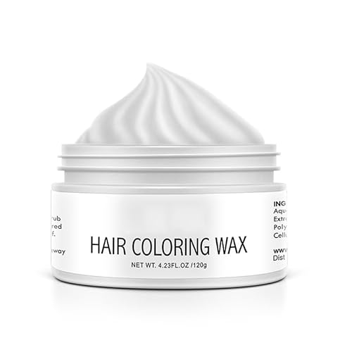 Temporäre Haarfärbemittel Wachs, 120g/4.23oz 100% Natur Frisurencreme, Nstant Haarwachs Haarpomaden für Männer und Frauen Party Cosplay(Weiß) von ZJchao