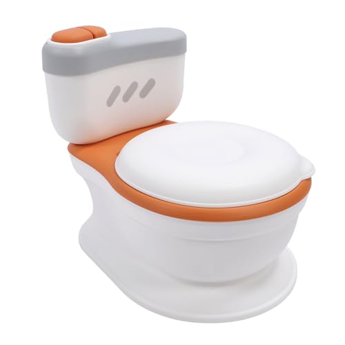 Tragbarer -Toilettensitz mit Spülgeräusch-Taschentuchspender, Kleinkind-Töpfchenstuhl für Babys, Orange, Geeignet für ab 18 Monaten von ZJchao