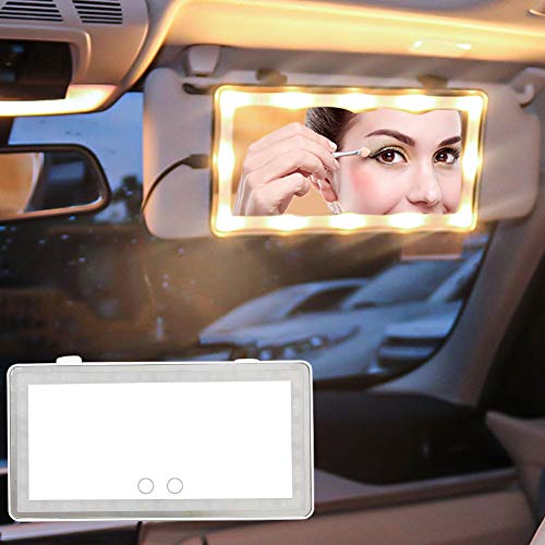 USB Auto Auto Sonnenblende Spiegel, Touch Auto Make-up Spiegel mit LED-Fülllicht, Sonnenschirm Kosmetikspiegel, Sun-Shading Kosmetik Fahrspiegel von ZJchao