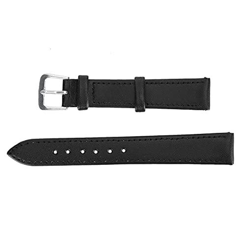 Uhrenarmband, Leder-Uhrenarmbänder, Dornschließe Schwarz Uhrenarmband PU-Leder-Uhrenarmband bequem Ersatz Uhrenarmband Teil Zubehör, Smartwatch-Armbänder (16mm) von ZJchao