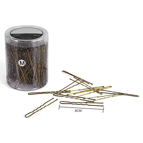 ZJchao 300pcs U -förmige Haarklammern Wellige Haarnadeln für Frauen 3 Größen 2 Farben Friseur -Werkzeuge Friseur Accessoires Salon Haarklemmen mit Kugelspitzen (M) von ZJchao