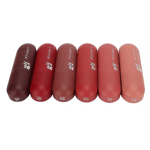 ZJchao Capsule Pills Lipstick Mini Matte Lipstick Sets für Frauen - Langanhaltende, matte Lippenstift-Sets in Nude- und Rottönen, permanent und im Makeup-Kit-Pack mit 6 Stück enthalten von ZJchao