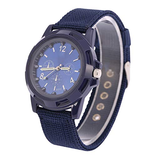 ZJchao Elektronische Analog-Armbanduhr Rundes Nylonarmband Militärarmbanduhr (Blau) von ZJchao