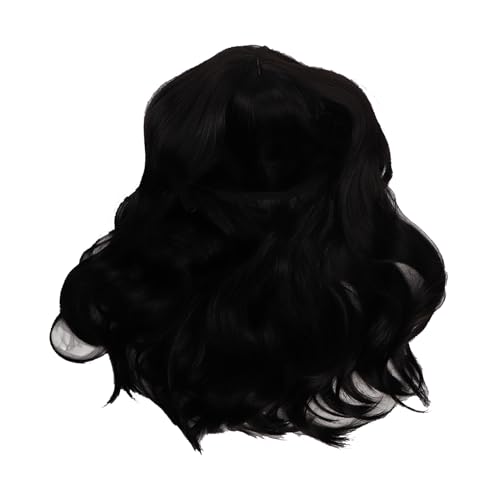 ZJchao Frauen Schwarze Lange Lockige Perücken Synthetische Haarwellenperiere Mittelgroße Einstellbare Größe mit Glänzendem Glattem Erscheinungsbild für Partys, die Täglich Verwendet von ZJchao