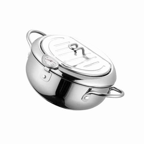 ZJchao Frittierfitcyer für den Heimgebrauch, Frittiertopf mit Deckel Frittyer Fritteuchsen -Topf für Herd Frittiche Pot Frittyer Friteuse mit Thermometer (20 cm) von ZJchao