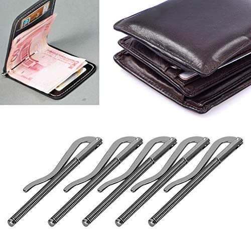 ZJchao Geldclip, Hohe Härte Frühling 80 -mm -Brieftaschenclip mit 5pcs Metall Geldklammern für Lederbrieftasche (Black) von ZJchao