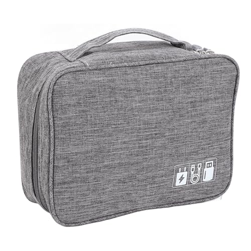 ZJchao Graue Elektronik-Organizer-Reisetasche, Wasserabweisend, Mehrere Taschen, Verstellbare Trennwand für den Heimgebrauch, Tägliche Organisation von ZJchao