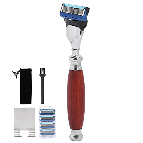 ZJchao Herren 5-layer-Holzgriff Manuelle Set 4 Nachfüllungen Wiederverwendbarer Bartrasierrasierer von ZJchao