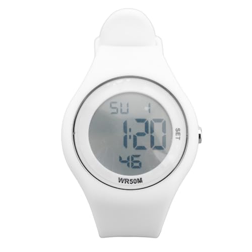 Kids Digital Watch - Kinder Sportuhr mit Wassersensor, Stoppuhr, EL-Beleuchtung, Kalender und weichen Gelenkbändern für Jungen und Mädchen (5-15 Jahre, White) von ZJchao