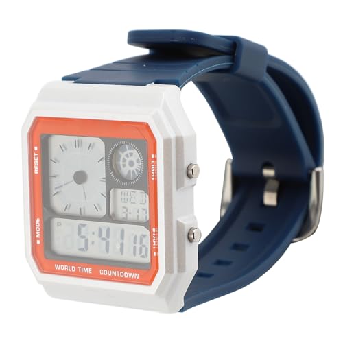 ZJchao LED-Sportuhr, Unisex-Uhr mit Weißem Gehäuse und Blauem Armband, Klassisches Design, Hochwertige Materialien, Wasserdicht Bis 30 M, mit EL-Hintergrundbeleuchtung, Countdown-Timer, ZJchao LED-Sportuhr, Unisex-Uhr mit Weißem Gehäuse und Blauem Armband, Klassisches Design, Hochwertige Materialien, Wasserdicht Bis 30 M, mit EL-Hintergrundbeleuchtung, Countdown-Timer, von ZJchao