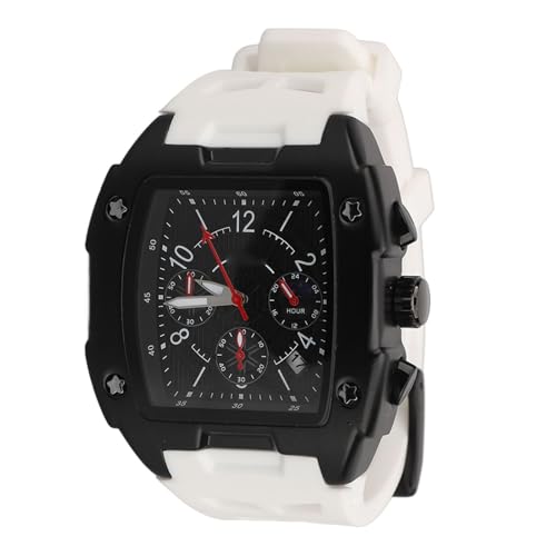 ZJchao Männer Quartz Uhr Analog Uhr Mens Mens Uhr mit Chronographen Automatisch Kalender Luminöses Display 30m Silikongurt Zinklegungshülle für Reisebereich Casual Outdoor Outdoor (White) von ZJchao