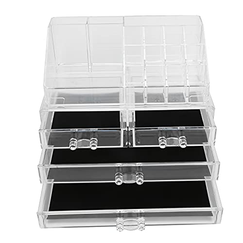 ZJchao Make -up -Organizer Cosmetics Storage Display 3 Schubladen Transparente PC -Box mit Lippenstifthalter Moisturesicher für Badezimmerarbeitsplatten Organisation von ZJchao